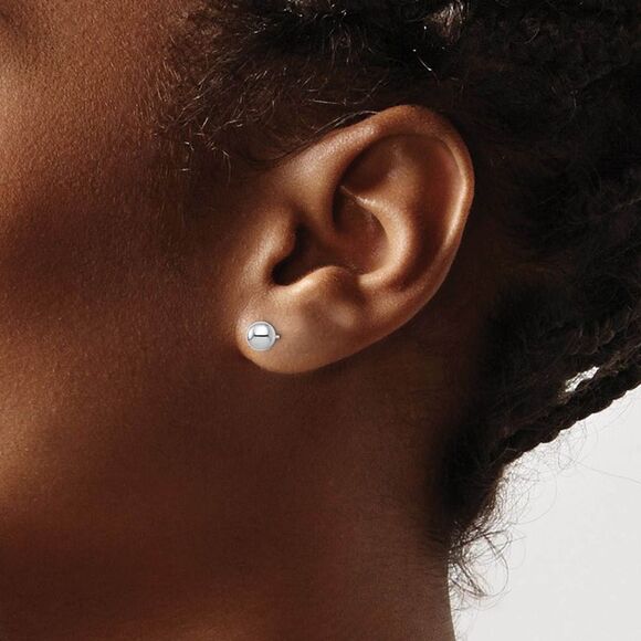 6mm (1/4 Inch) 14k White Gold Polished Ball Friction Back Studs